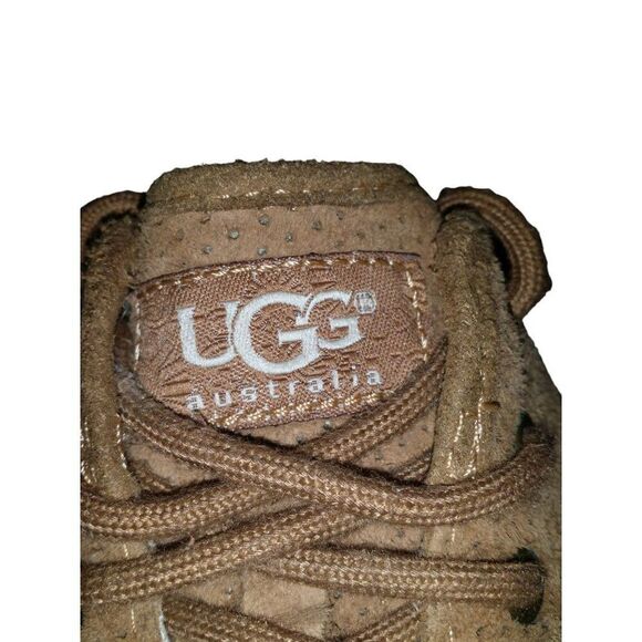 UGG Australia Sneakers Women Sz 8 Tan 1004856 Lace Up Suede Boho - Picture 4 of 9